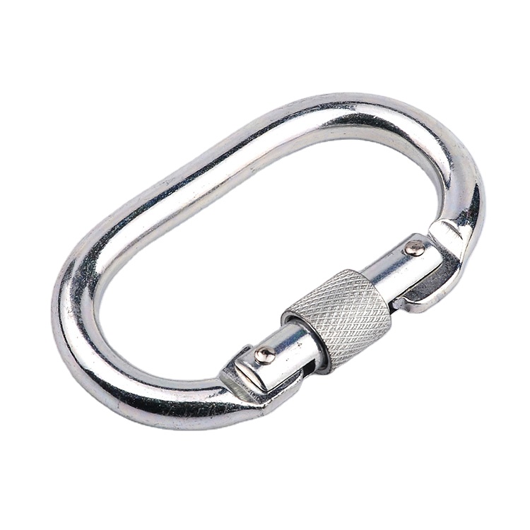 Fabbrica buona 23KN moschettoni Ovale viti Bloccaggio moschettoni in acciaio Per Harness1