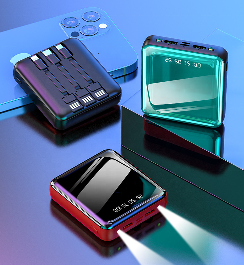 Power bank mini large capacity 20000 mAh mirror digital display with line mobile power supply1